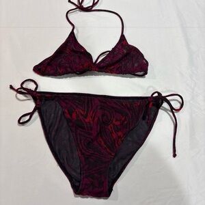 Vintage Victoria's Secret Sheer Mesh Animal Print Side Tie String Bikini S/M